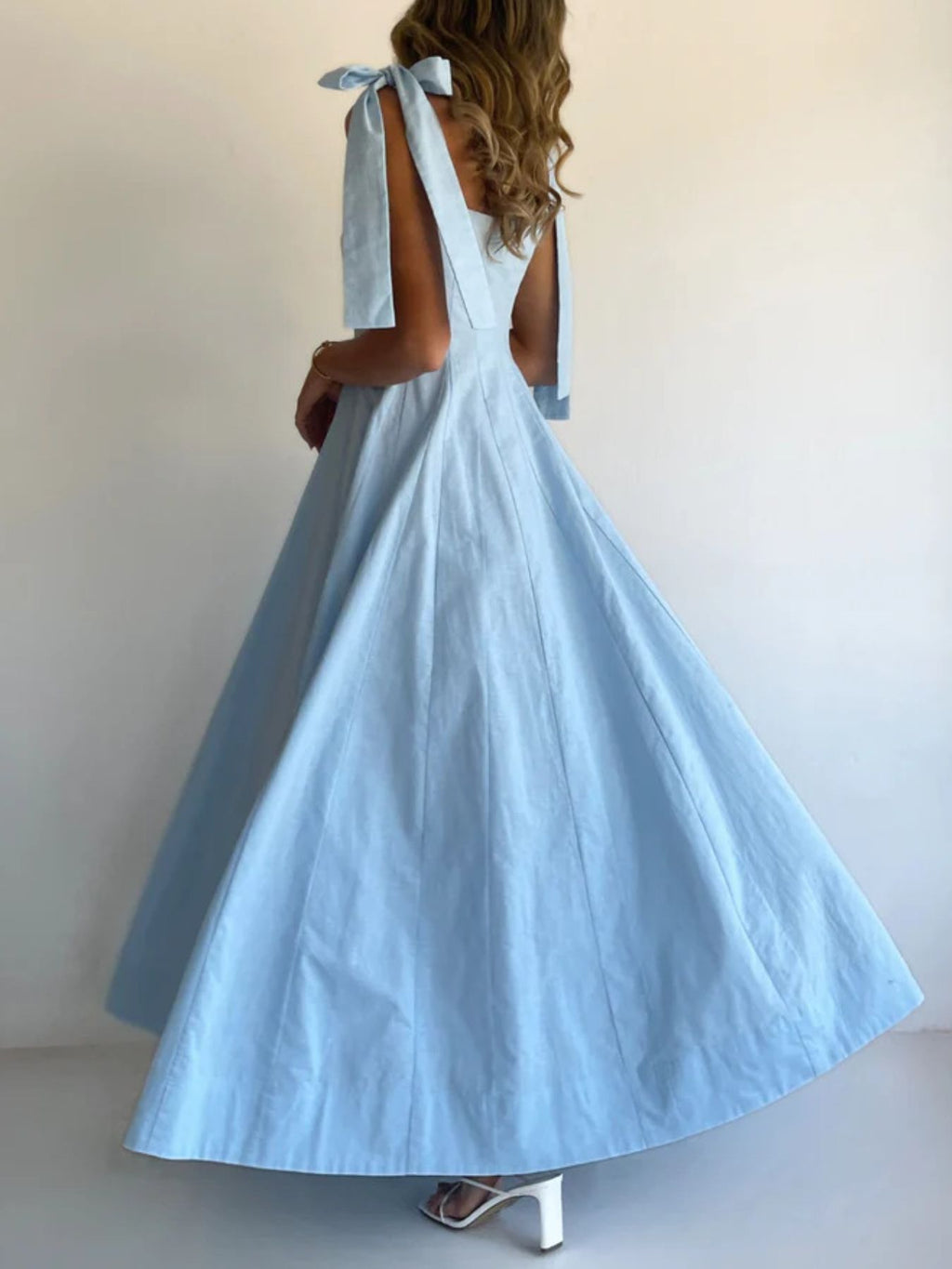 Women’s Tie-Front Maxi Dress – Sleeveless Full-Length Polyester Evening Dress