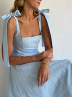 Women’s Tie-Front Maxi Dress – Sleeveless Full-Length Polyester Evening Dress
