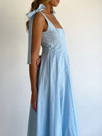 Women’s Tie-Front Maxi Dress – Sleeveless Full-Length Polyester Evening Dress