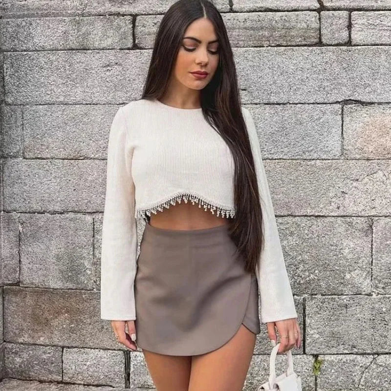 Women’s High Waist Skort – Asymmetrical Office Skirt Shorts for Summer