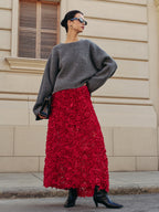 Women’s Elegant Jacquard Maxi Dress – High Waist Romantic Wedding & Party Long Dress