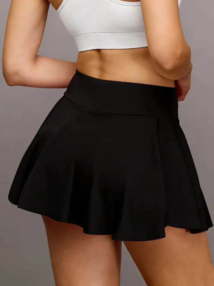Women’s High Waist Tennis Skort – Quick Dry A-Line Athletic Golf & Running Skirt with Built-In Shorts