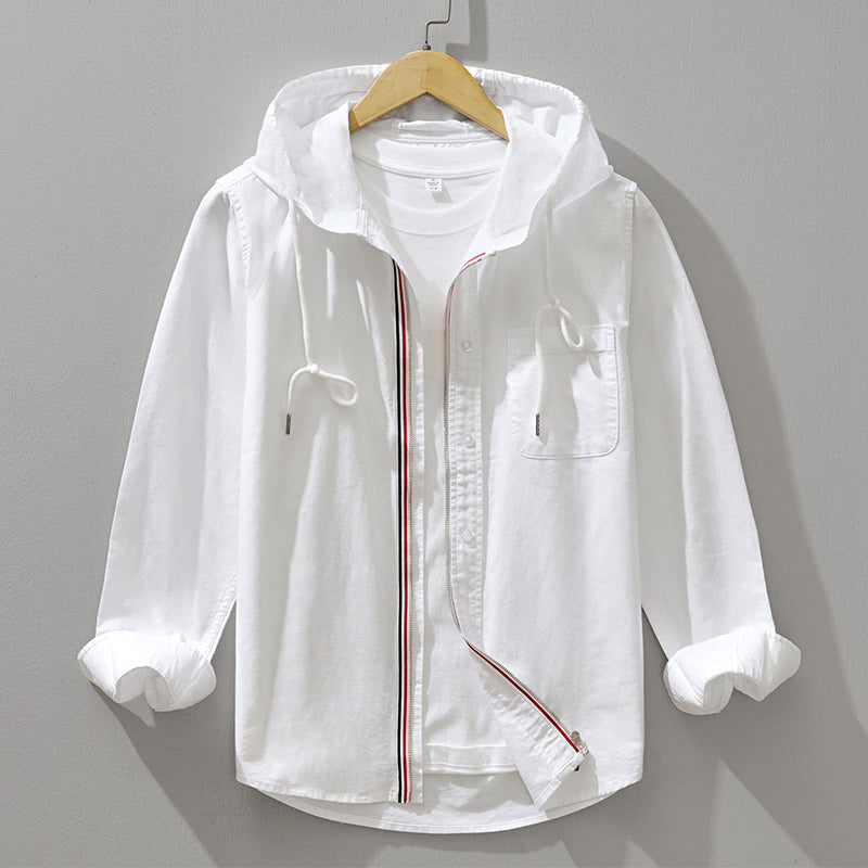Men’s Hooded Cotton Shirt – Button-Front Casual Layering Essential