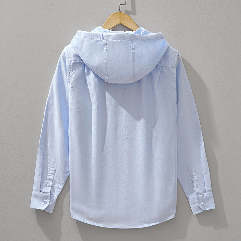 Men’s Hooded Cotton Shirt – Button-Front Casual Layering Essential
