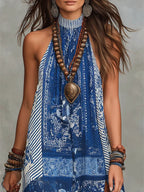 Women’s Isla Patchwork Maxi Dress Flowy Boho Style Lightweight Breathable Summer Long Dress Side Slit Vacation Beach Casual Outfit