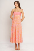Floral Women's Dress with Pleated Bust & Flowy Skirt