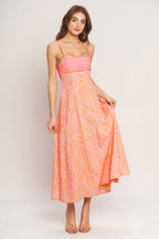 Floral Women's Dress with Pleated Bust & Flowy Skirt