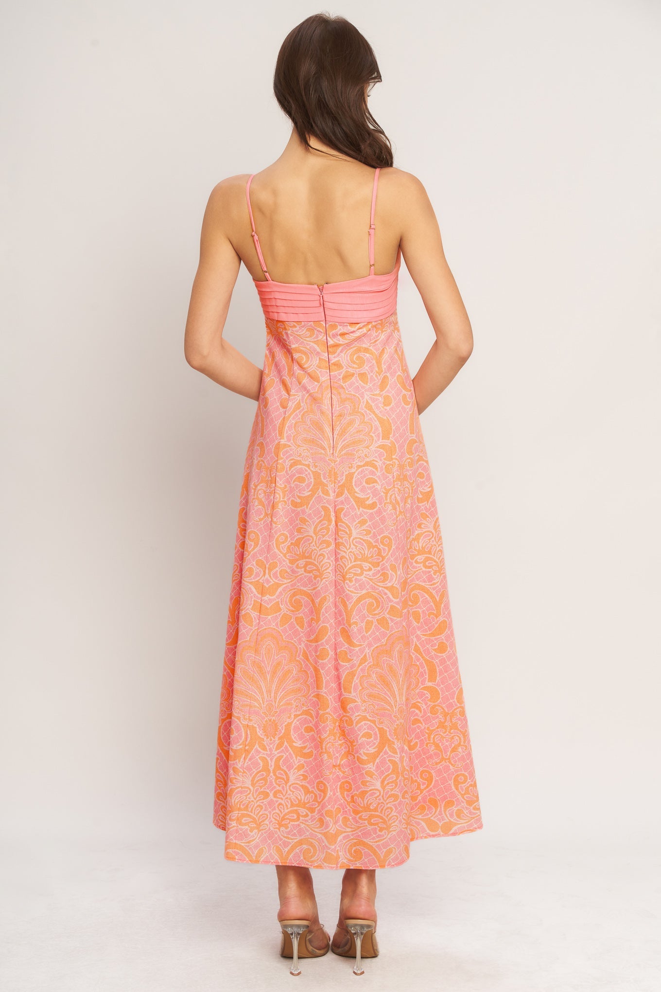 Floral Women's Dress with Pleated Bust & Flowy Skirt