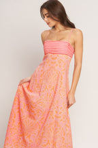 Floral Women's Dress with Pleated Bust & Flowy Skirt