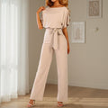 Women’s Belted Co-Ord Set – Short Sleeve Top & Wide Leg Trousers Two-Piece Outfit