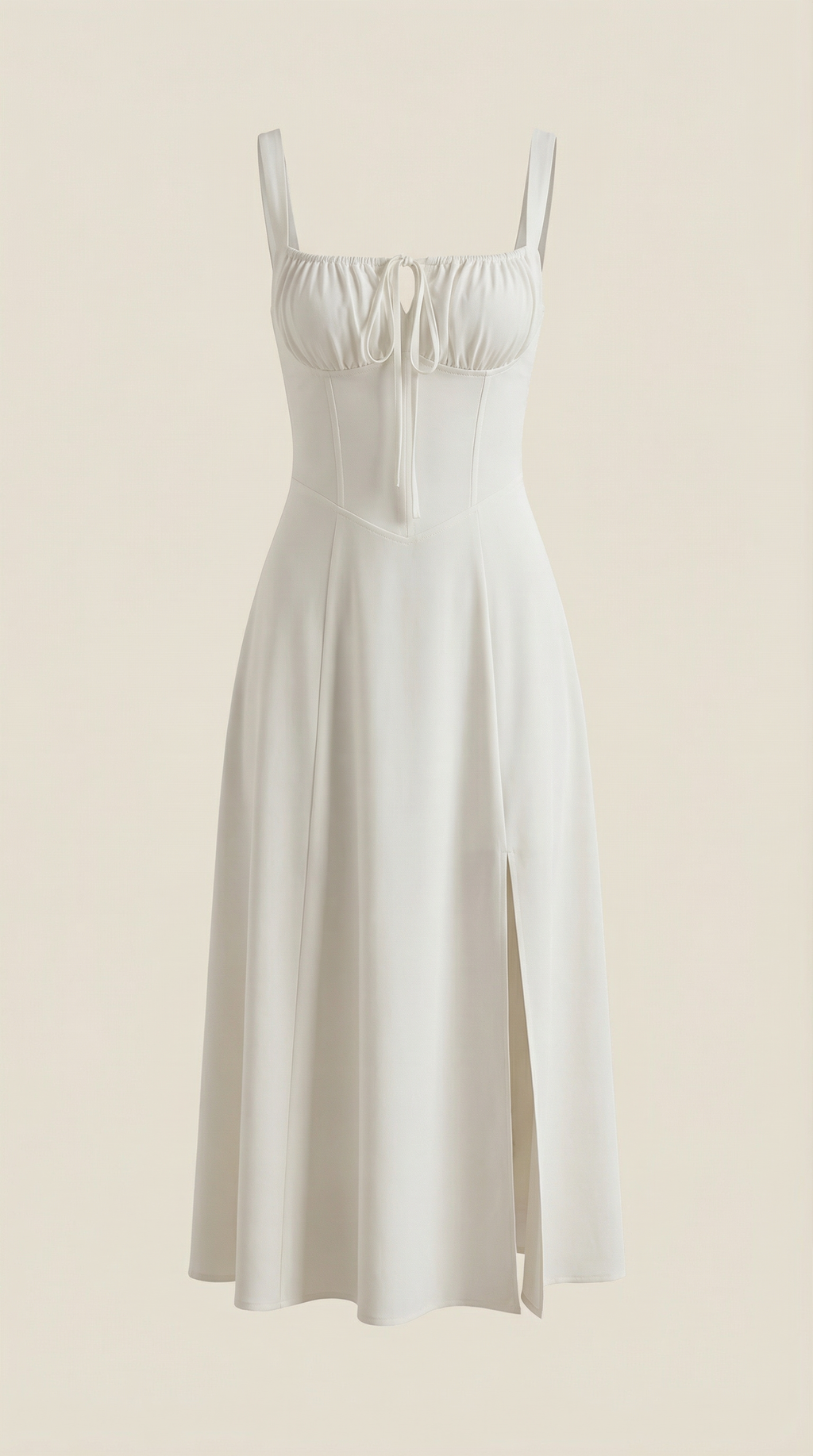 Jade Lace-Up Midi Dress – Sweetheart A-Line Romantic Side Slit Dress
