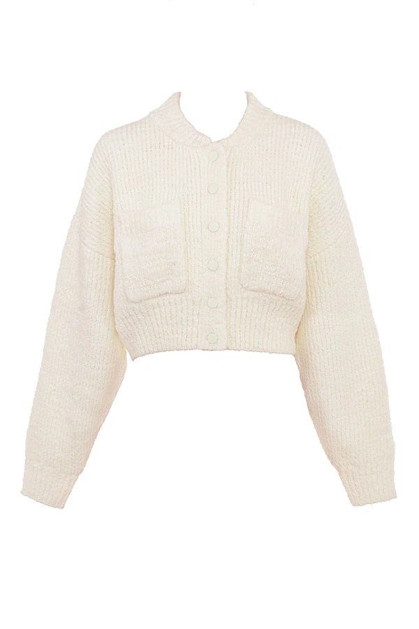 Women’s Josephine Chenille Knit Bomber Jacket – Soft Button Front Cozy Cardigan Jacket with Pockets for Casual, Lounge & Everyday Wear