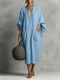 Women’s Kaia Relaxed Kaftan Maxi Dress Loose Fit Flowy Wide Sleeve Lightweight Breathable Boho Beach Resort Casual Summer Long Dress
