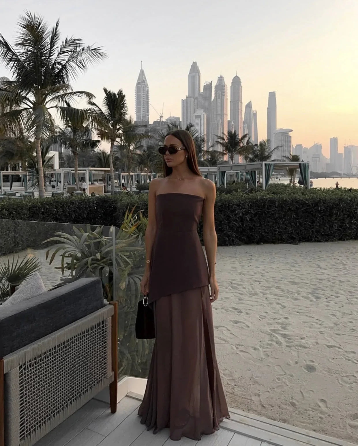 Kori Asymmetrical Maxi Dress – Elegant Flowing Layered Statement Dress