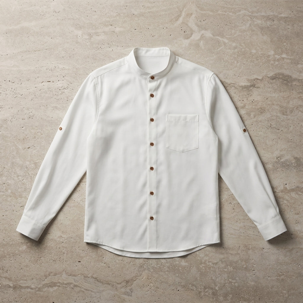 Kyoto Long Sleeve Shirt for Men – Japanese Inspired Cotton Blend Casual Formal Button-Up Shirt