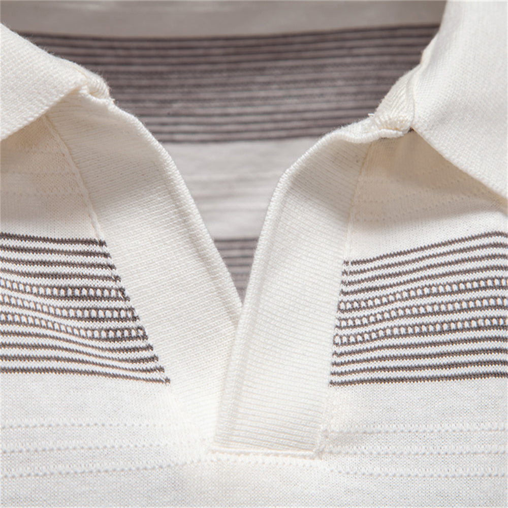 Men's Striped Polo Shirt – Premium Cotton Blend Casual Polo