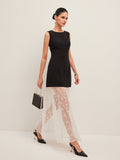 Women’s Embroidered Sheer Lace Maxi Dress – Sleeveless Elegant Wedding & Party Dress