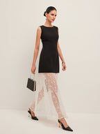Women’s Embroidered Sheer Lace Maxi Dress – Sleeveless Elegant Wedding & Party Dress