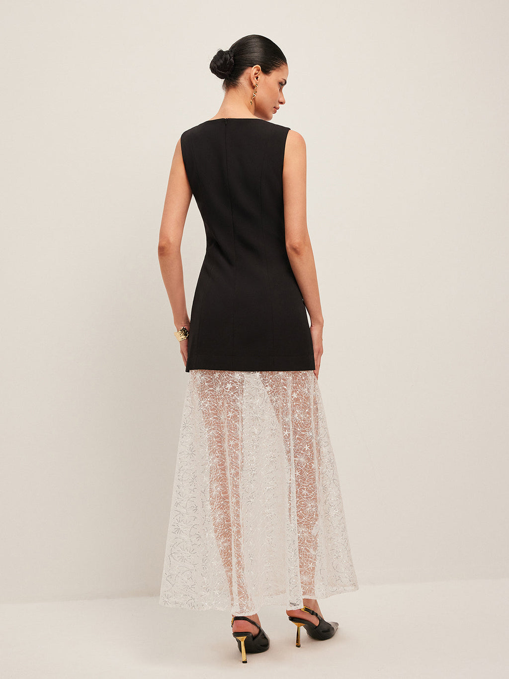 Women’s Embroidered Sheer Lace Maxi Dress – Sleeveless Elegant Wedding & Party Dress