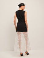Women’s Embroidered Sheer Lace Maxi Dress – Sleeveless Elegant Wedding & Party Dress
