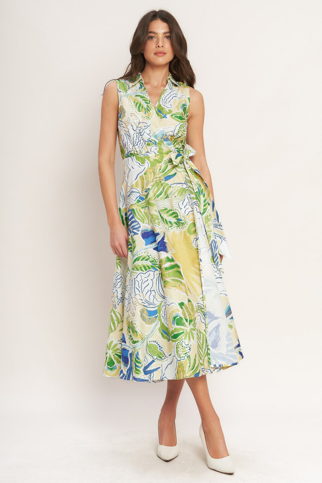 Midi Dress for Women with Surplice Neckline