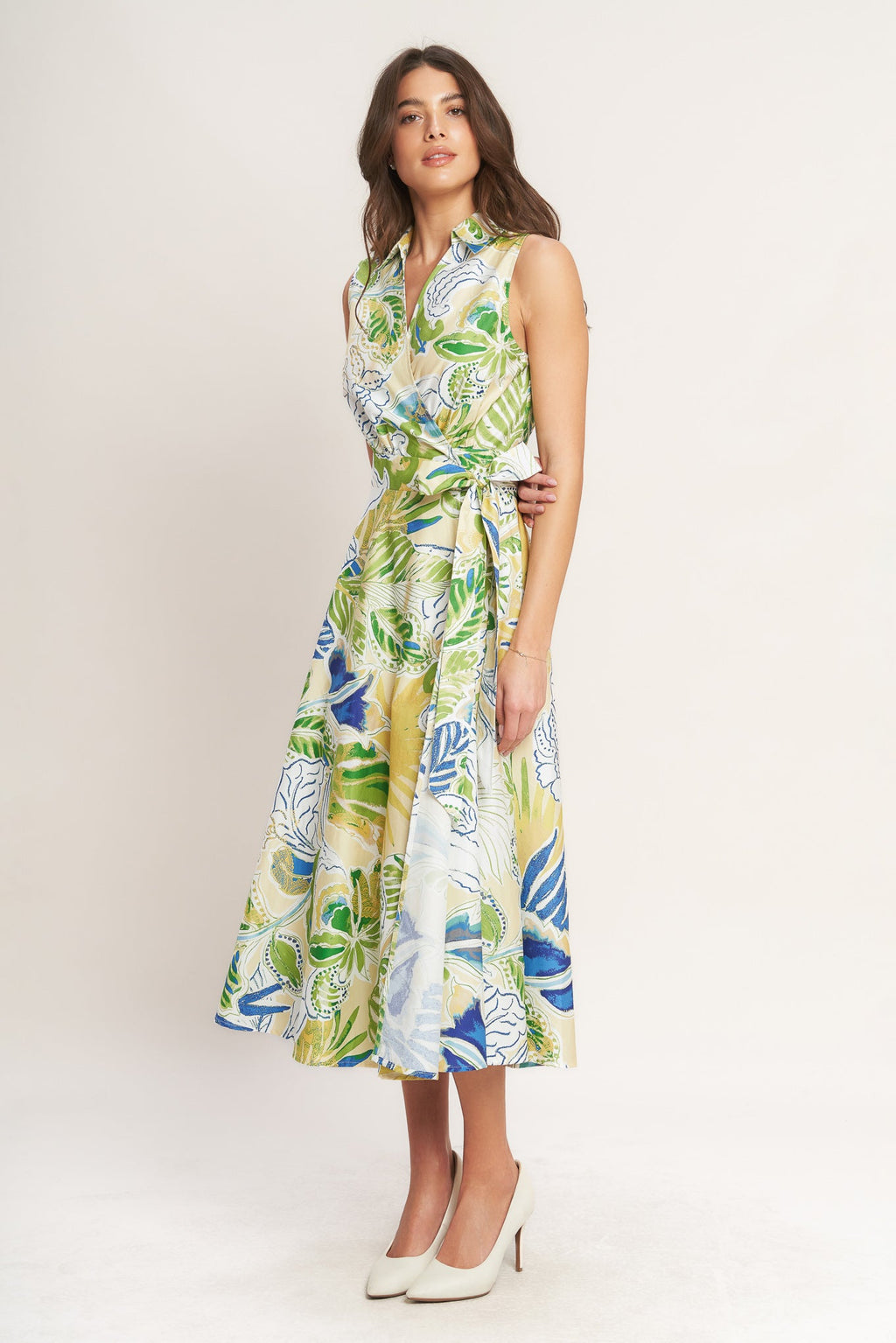 Midi Dress for Women with Surplice Neckline