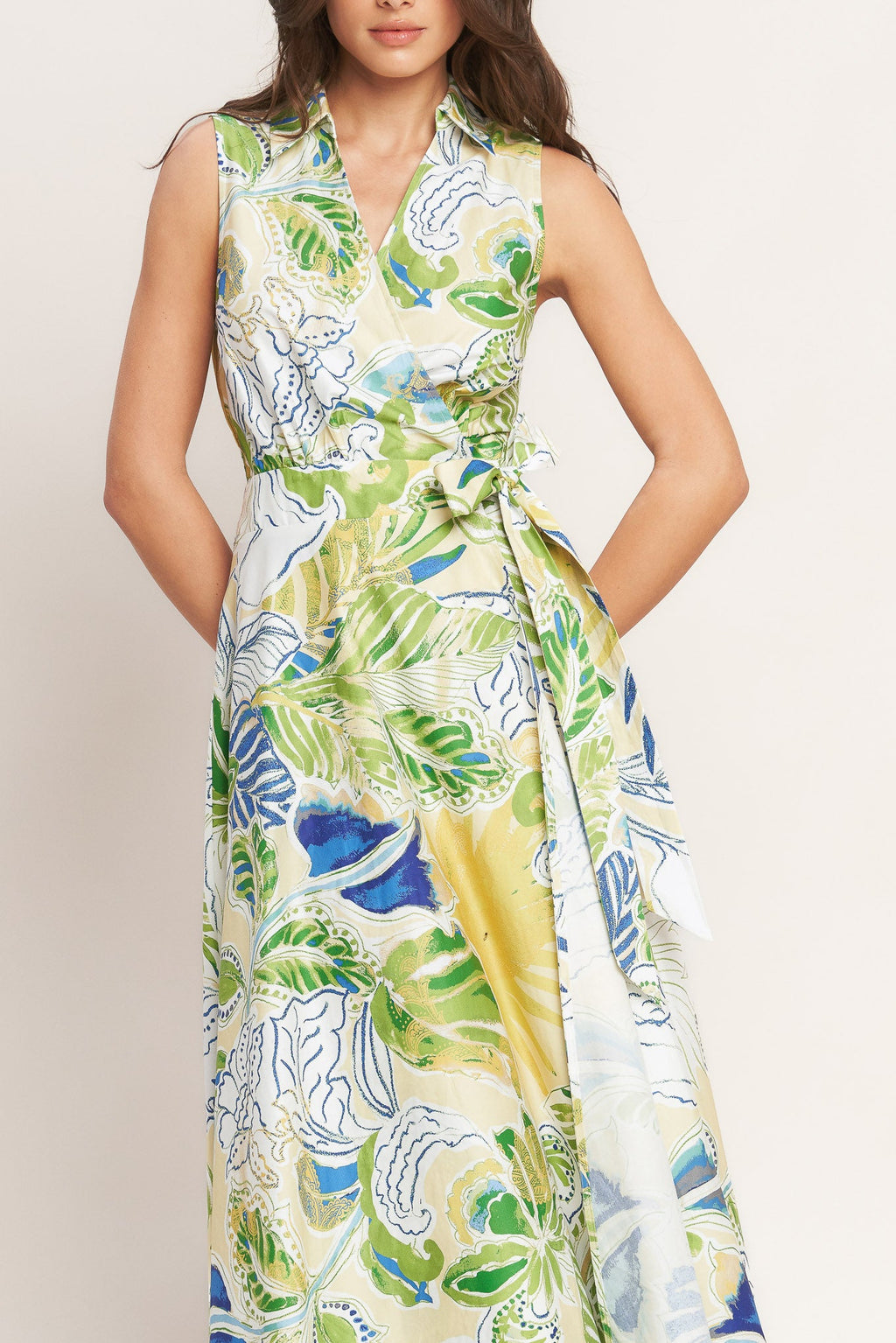 Midi Dress for Women with Surplice Neckline