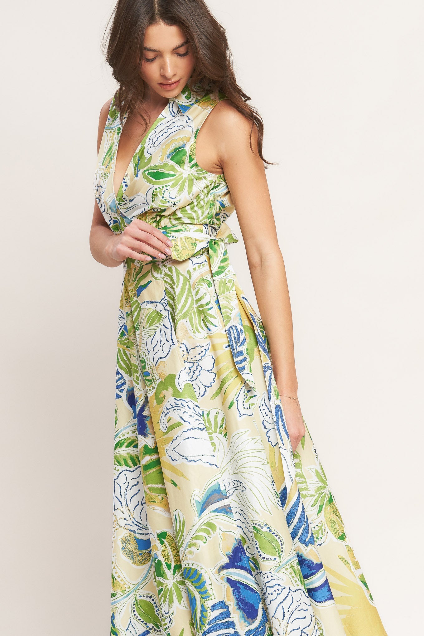 Midi Dress for Women with Surplice Neckline