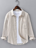 Men’s Cotton Linen Button-Down Shirt – Breathable Casual Regular Fit Lightweight Long Sleeve Summer Shirt