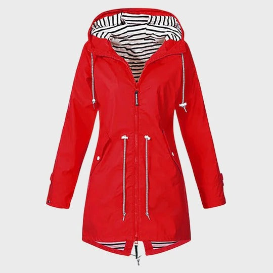 Long Waterproof Hooded Rain Jacket