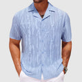 Men's Textured Wave Shirt – Cuban Collar Relaxed Summer Shirt