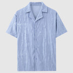 Men's Textured Wave Shirt – Cuban Collar Relaxed Summer Shirt