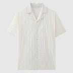 Men's Textured Wave Shirt – Cuban Collar Relaxed Summer Shirt