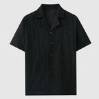 Men's Textured Wave Shirt – Cuban Collar Relaxed Summer Shirt
