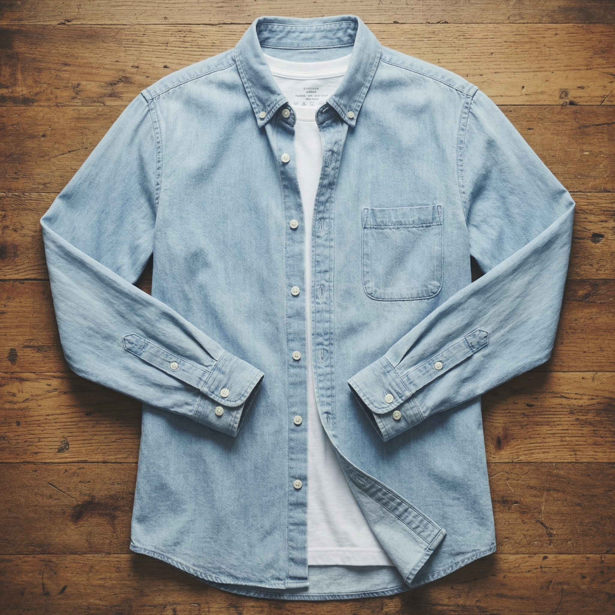 Men’s Premium Denim Shirt – Classic Long Sleeve Cotton Button-Up Casual Shirt