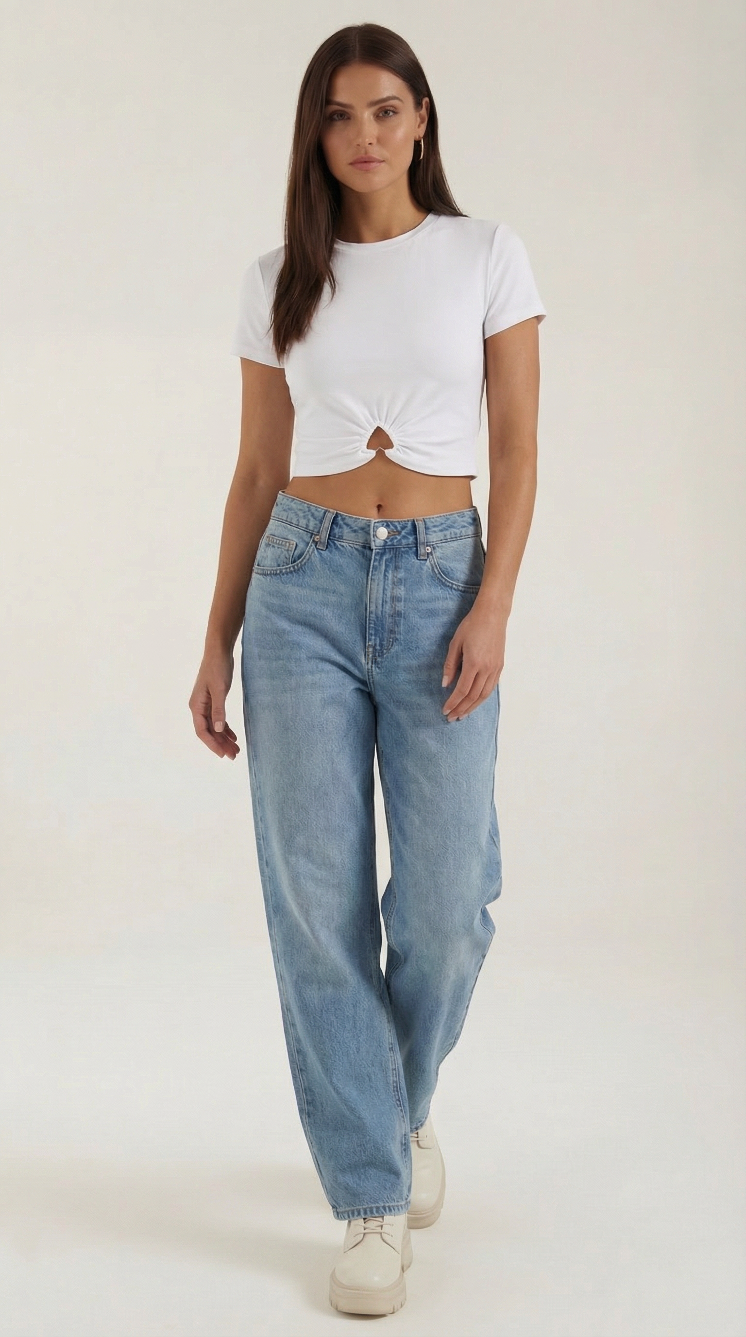 Luna Heart Hardware Crop Top — Women’s Fitted Stretch Jersey Cap Sleeve Cropped Y2K Style Sweetheart Detail Tee