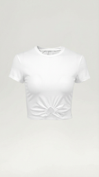 Luna Heart Hardware Crop Top — Women’s Fitted Stretch Jersey Cap Sleeve Cropped Y2K Style Sweetheart Detail Tee