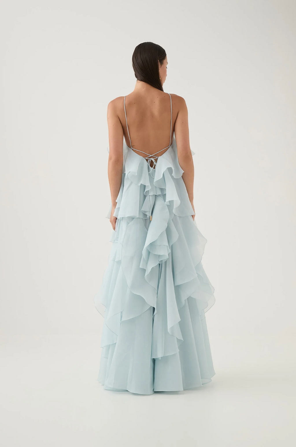 Women’s Halter Ruffle Maxi Dress – Flowing Elegant Statement Occasion Gown