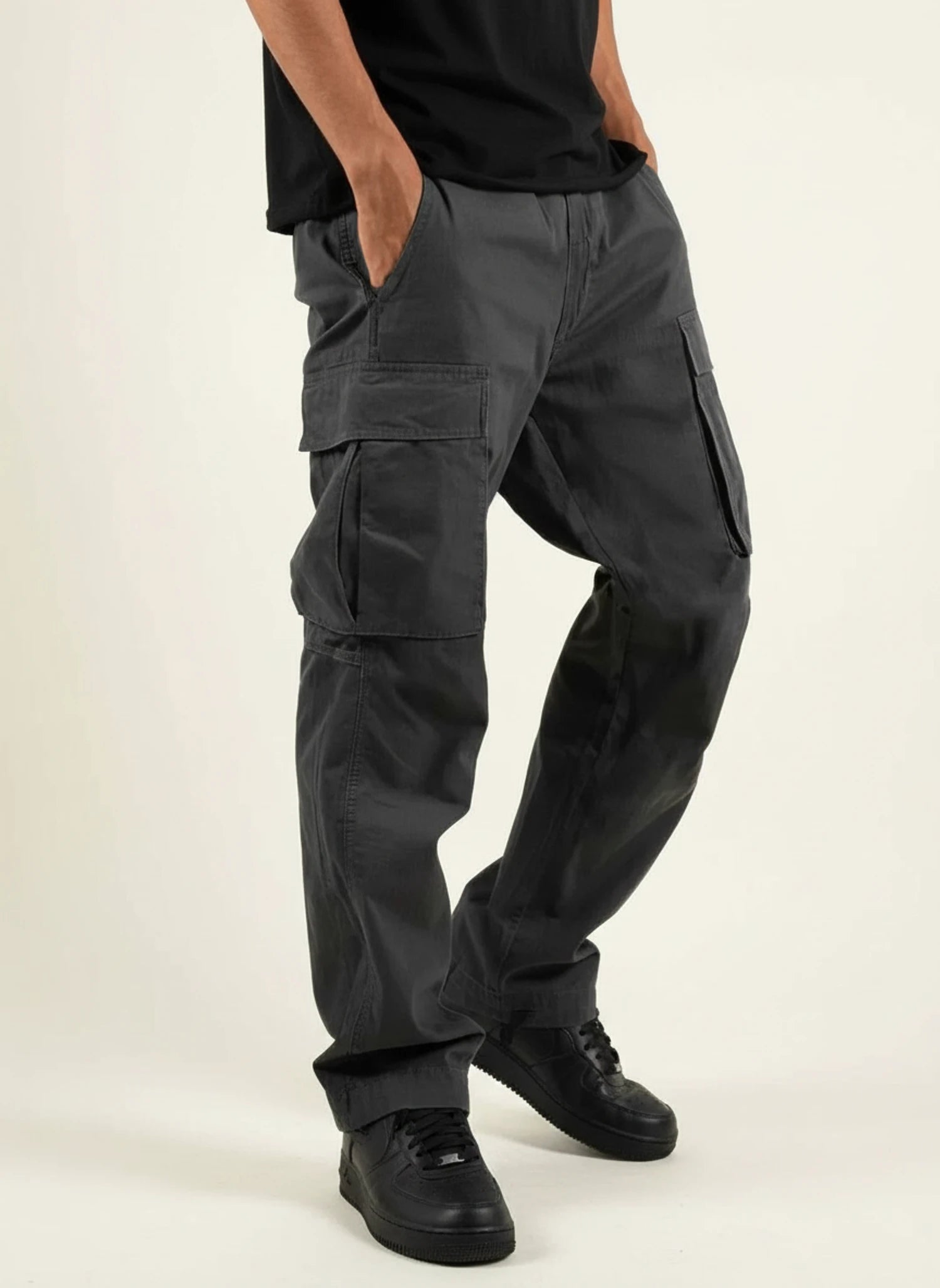Mason | Comfortable Loose Fit Black Cargo Pants