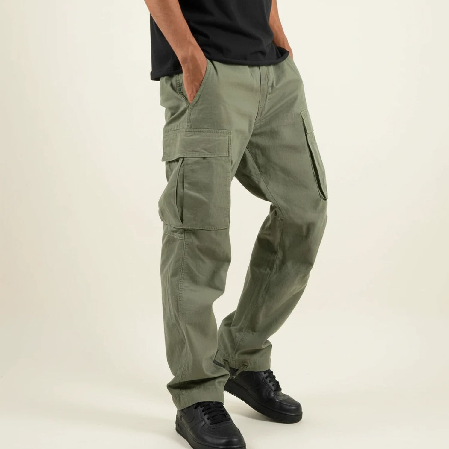 Mason | Comfortable Loose Fit Black Cargo Pants