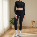 Women’s Seamless Yoga Set – High-Waisted Leggings & Long Sleeve Activewear Top