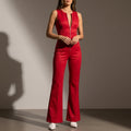 Women’s Backless Bodycon Jumpsuit – Heart Cutout Slim Fit Cotton Blend One-Piece Outfit