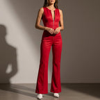 Women’s Backless Bodycon Jumpsuit – Heart Cutout Slim Fit Cotton Blend One-Piece Outfit