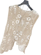 Women’s Crochet Two-Piece Set – Sleeveless Tank & Asymmetrical Maxi Skirt Summer Outfit