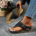 Women’s Melanie Comfort Wedge Sandals – Laser Cut Platform Orthopedic Summer Sandals