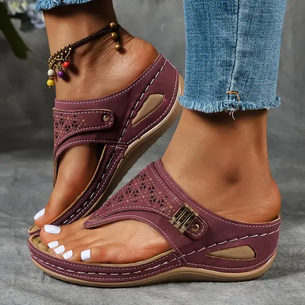 Women’s Melanie Comfort Wedge Sandals – Laser Cut Platform Orthopedic Summer Sandals