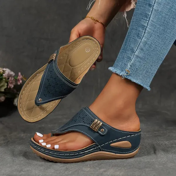 Women’s Melanie Comfort Wedge Sandals – Laser Cut Platform Orthopedic Summer Sandals