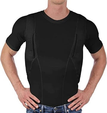 Concealed carry holster shirt with dual holsters, front view