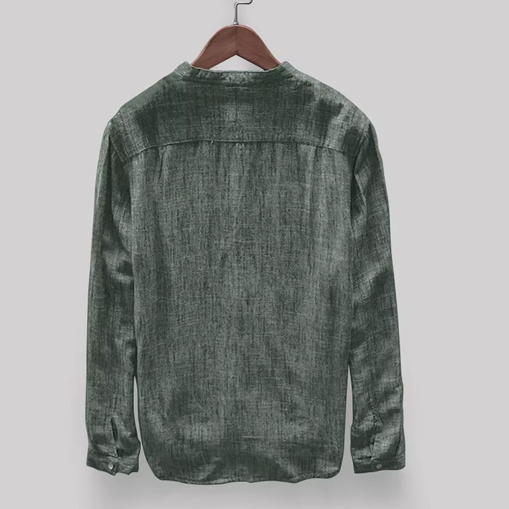 Men’s Cotton Linen Long Sleeve Shirt – Breathable Casual Smart Button Shirt for Work & Weekend