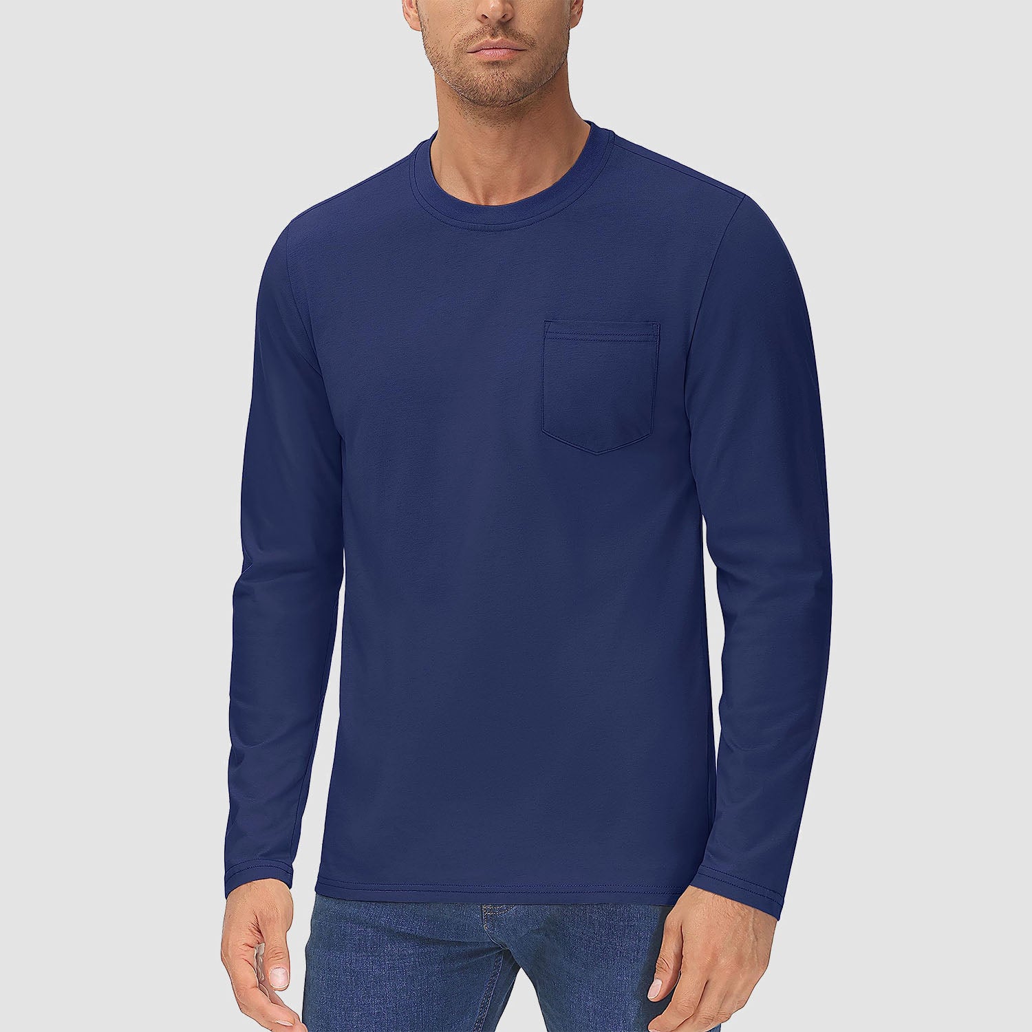 Men’s Crew Neck Cotton T-Shirt with Chest Pocket – Breathable Everyday Essential